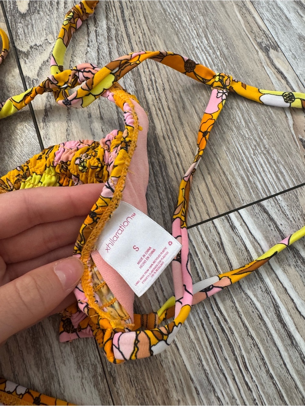 Xhilaration Yellow Pink Orange Floral String Bikini - Picture 3 of 5